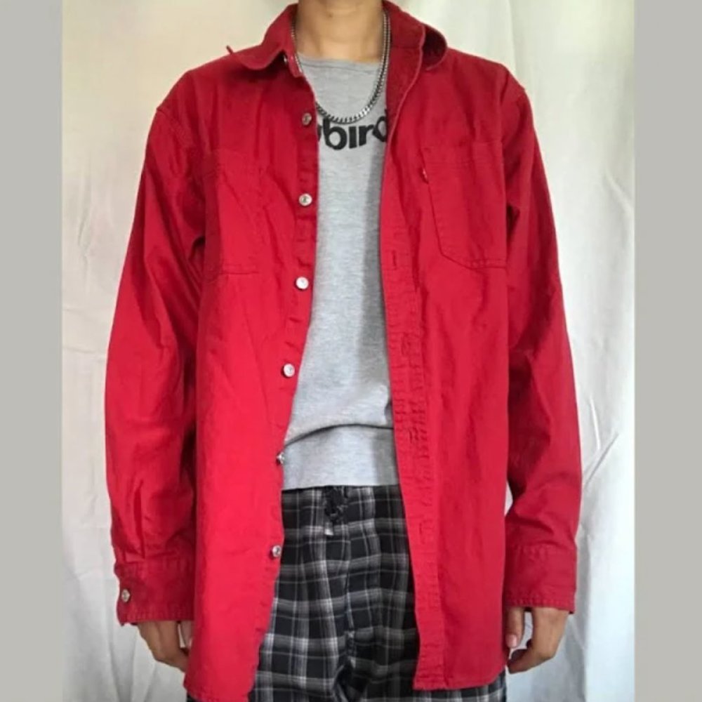 Men’s Levi Red Denim Long Sleeved Shirt XXL